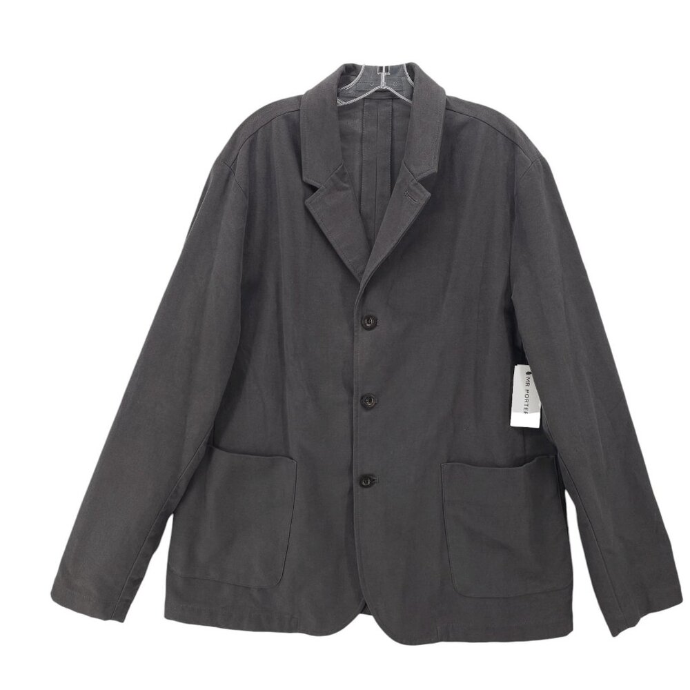 NWT MR. PORTER Organic Cotton-Blend Moleskin Suit Jacket Dark Gray Size 44